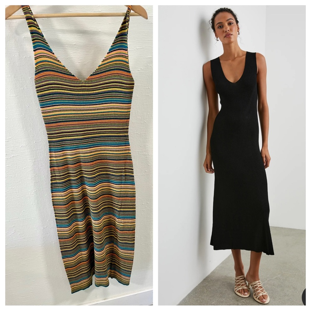 NWT Rail’s Soft thin knit stretch bodycon multicolor striped sleeveless Dress